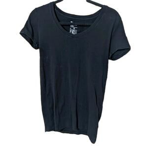 Womens GAP Short Sleeve Easy V-Neck T-Shirt True Black Medium